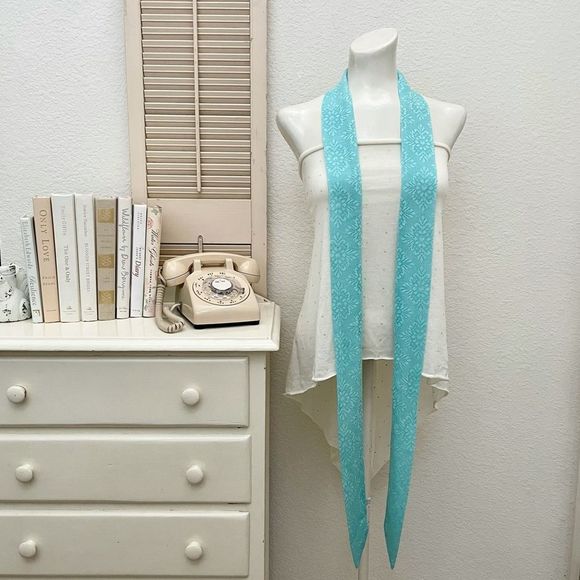 Fabric Belt Sash, Embossed Floral Medallion, Tiffany Blue, New Item - Picture 3 of 4